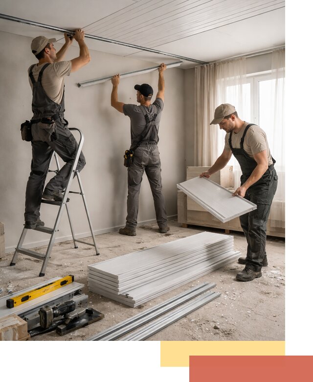 Монтаж потолка из ПВХ панелей в Энгельс оперативно и качественно