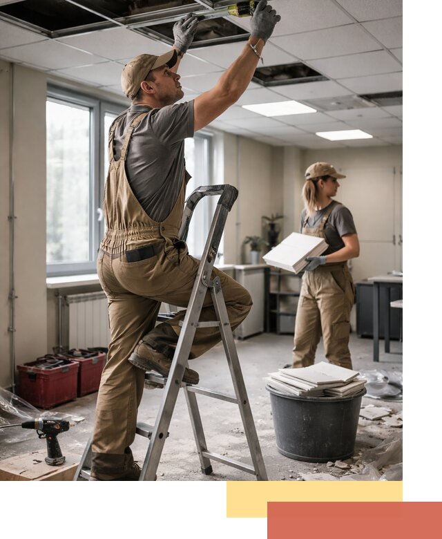 Ремонт потолка Армстронг и замена плит в Энгельс