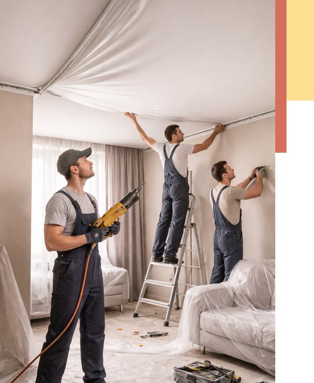 Установка натяжного потолка в Энгельс от 4797 руб. | Быстро и недорого — ОТДЕЛОЧНИК-Энг