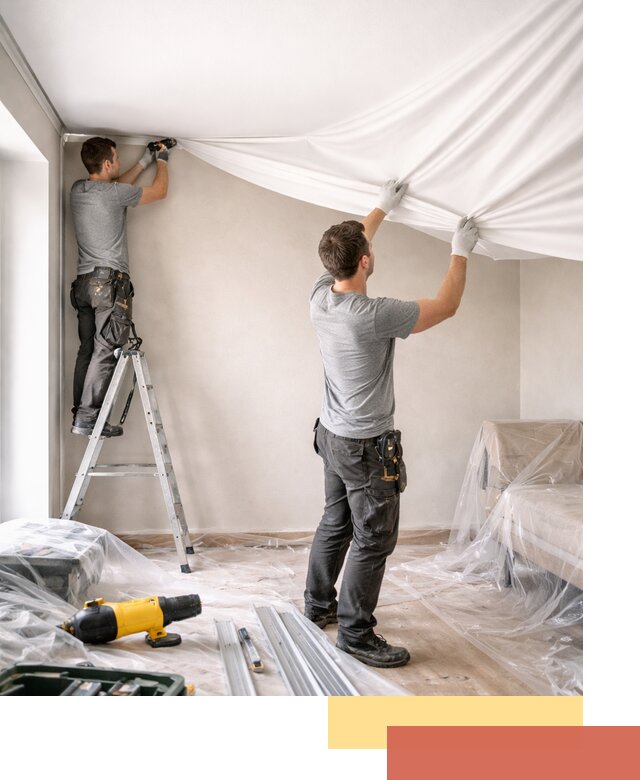 Монтаж тканевого натяжного потолка в Энгельс недорого и быстро