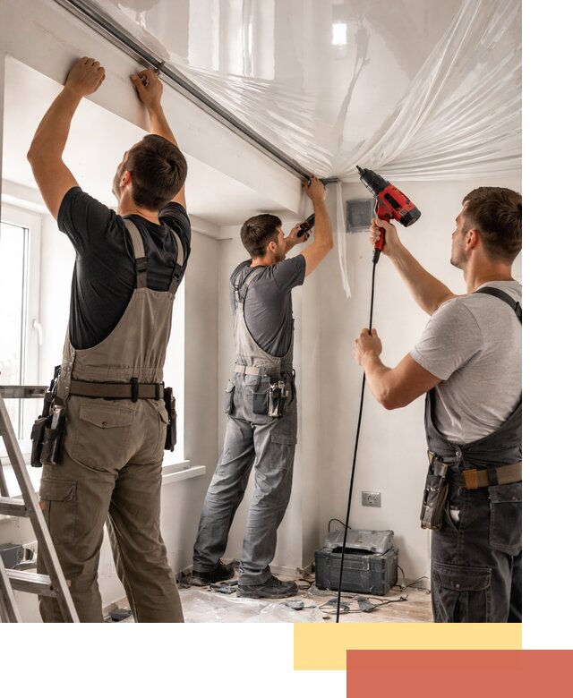 Монтаж глянцевого натяжного потолка в Энгельс быстро и качественно