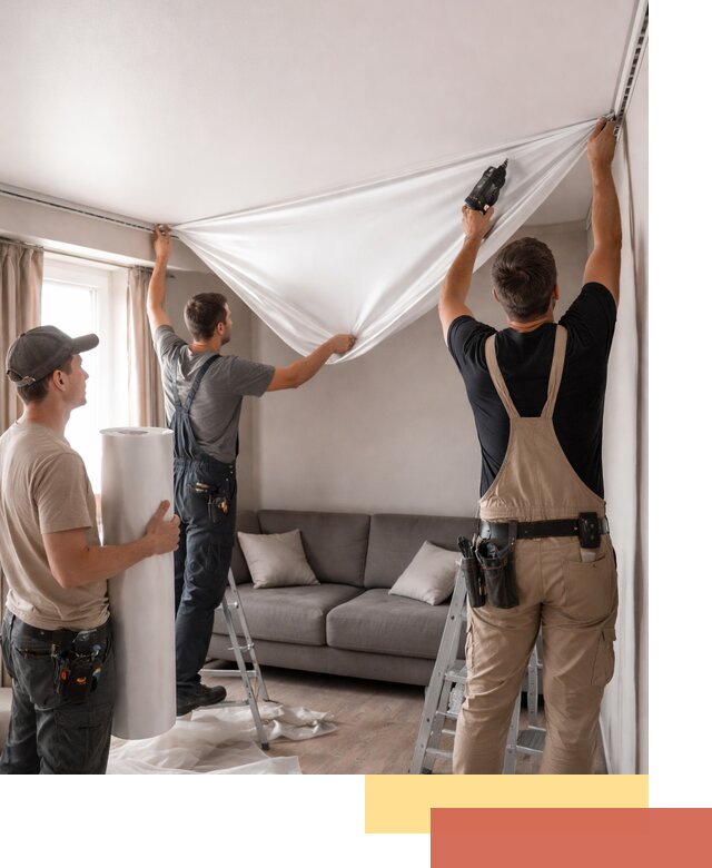 Монтаж сатинового натяжного потолка в Энгельс качественно и быстро