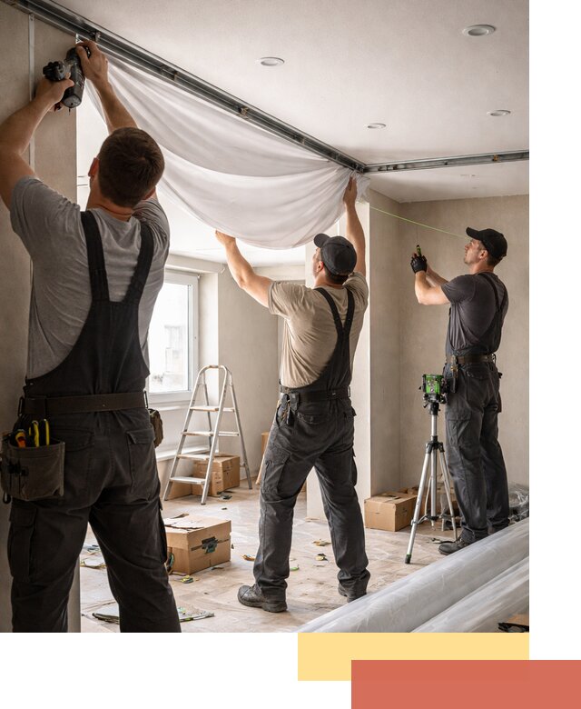 Монтаж парящего натяжного потолка под ключ в Энгельс