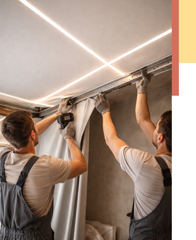 Монтаж натяжного потолка со световыми линиями в Энгельс от 1279 руб. | ОТДЕЛОЧНИК-Энг