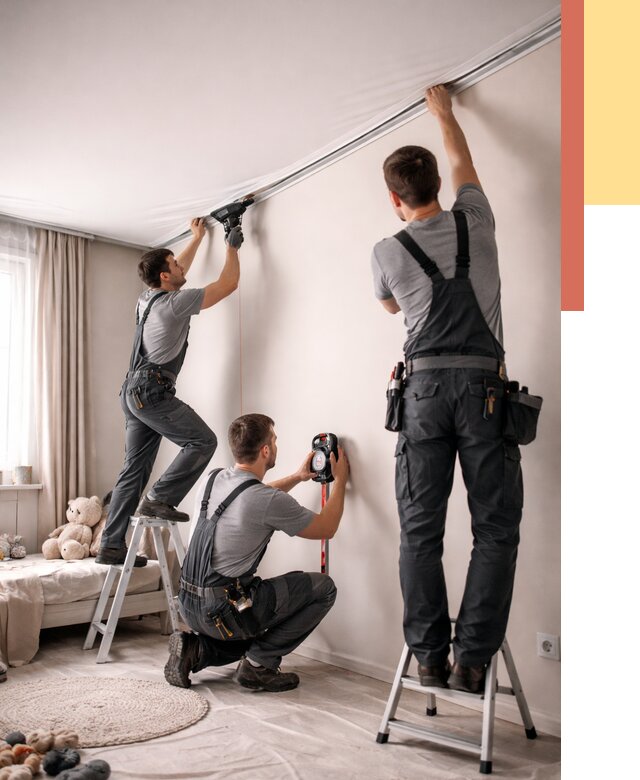 Монтаж натяжного потолка в детской в Энгельс от 3731 руб. — быстро и недорого | ОТДЕЛОЧНИК-Энг