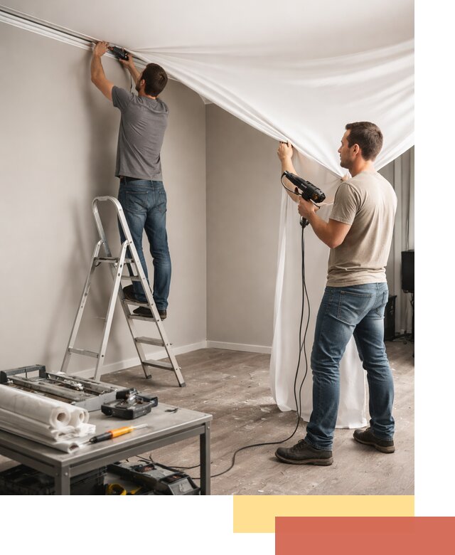 Монтаж натяжного потолка в студии в Энгельс