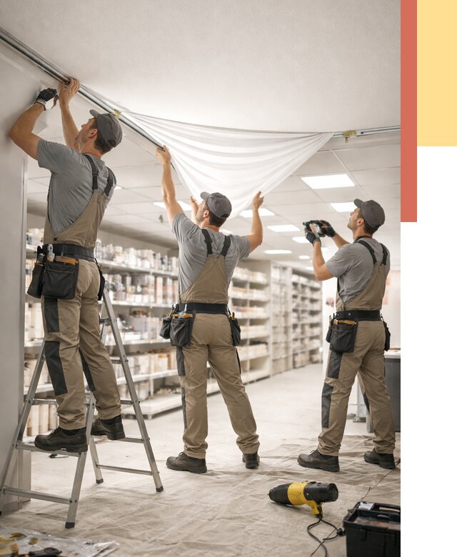 Монтаж натяжного потолка в магазине в Энгельс от 4797 руб. быстро и недорого | ОТДЕЛОЧНИК-Энг