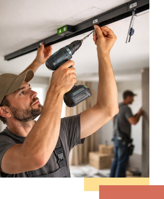 Установка трековых светильников в натяжной потолок в Энгельс