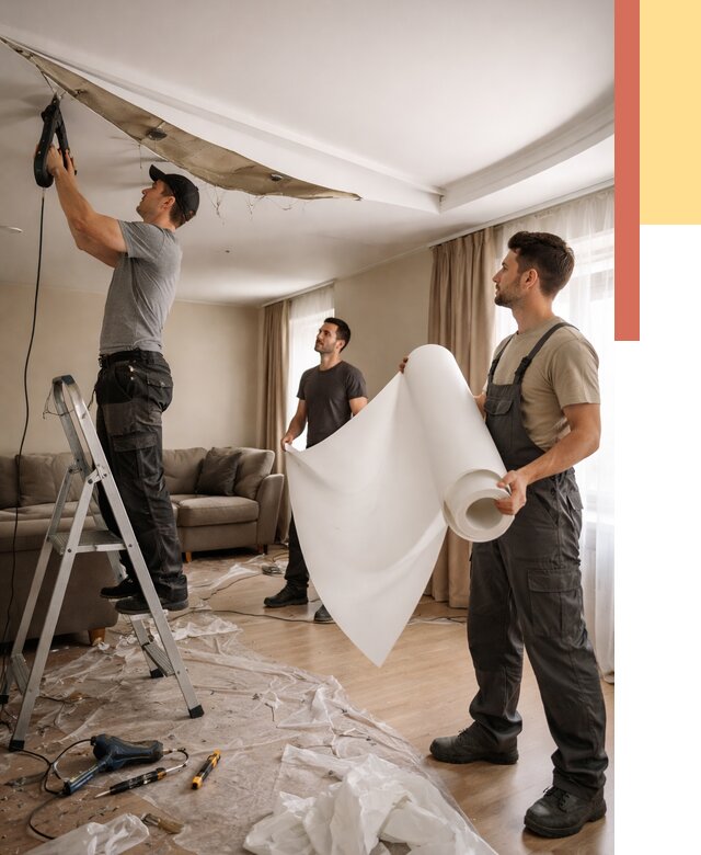 Замена полотна натяжного потолка в Энгельс от 10126 руб. быстро и недорого | ОТДЕЛОЧНИК-Энг