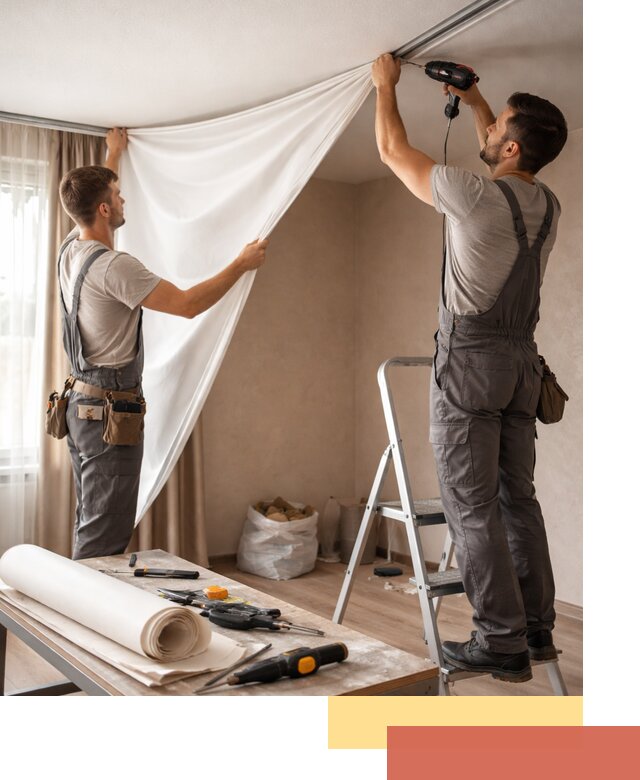 Замена полотна натяжного потолка в Энгельс быстро и качественно