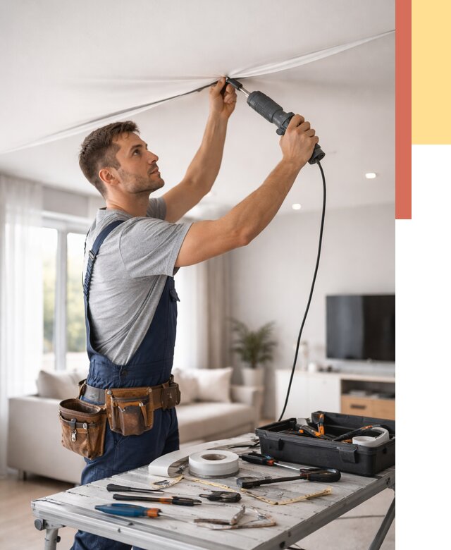 Ремонт натяжных потолков в Энгельс от 10126 руб. под ключ — ОТДЕЛОЧНИК-Энг