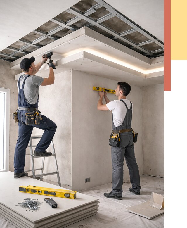 Двухуровневый потолок из гипсокартона в Энгельс от 1546 руб. под ключ | ОТДЕЛОЧНИК-Энг