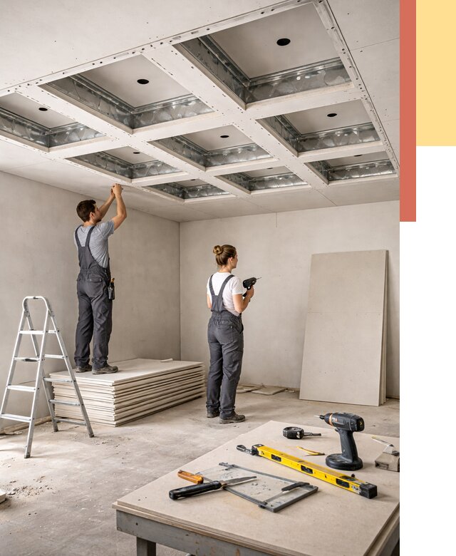 Кессонный потолок из гипсокартона в Энгельс от 1972 руб. — монтаж и под ключ | ОТДЕЛОЧНИК-Энг