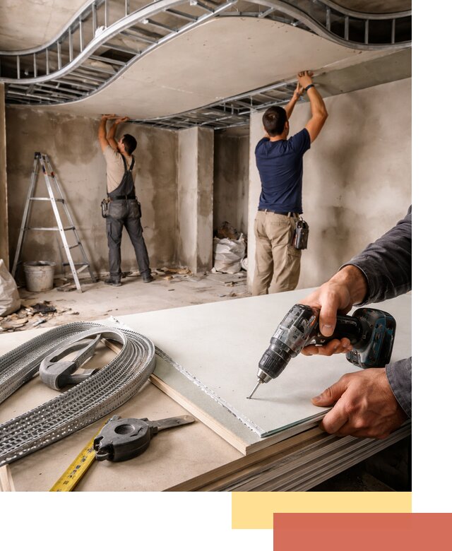 Криволинейный потолок из гипсокартона в Энгельс — монтаж и отделка