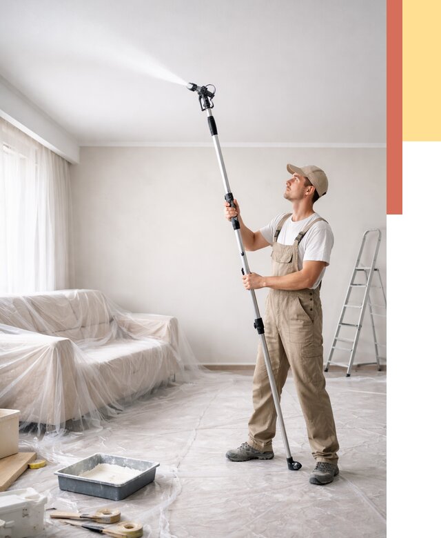 Покраска потолка краскопультом в Энгельс от 4797 руб. быстро и недорого | ОТДЕЛОЧНИК-Энг